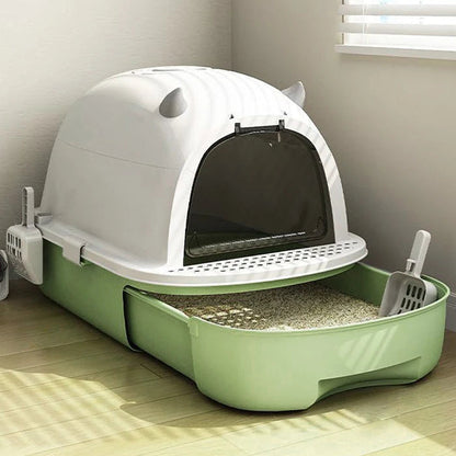 Cat Litter Box Sliding Door Easy Clean