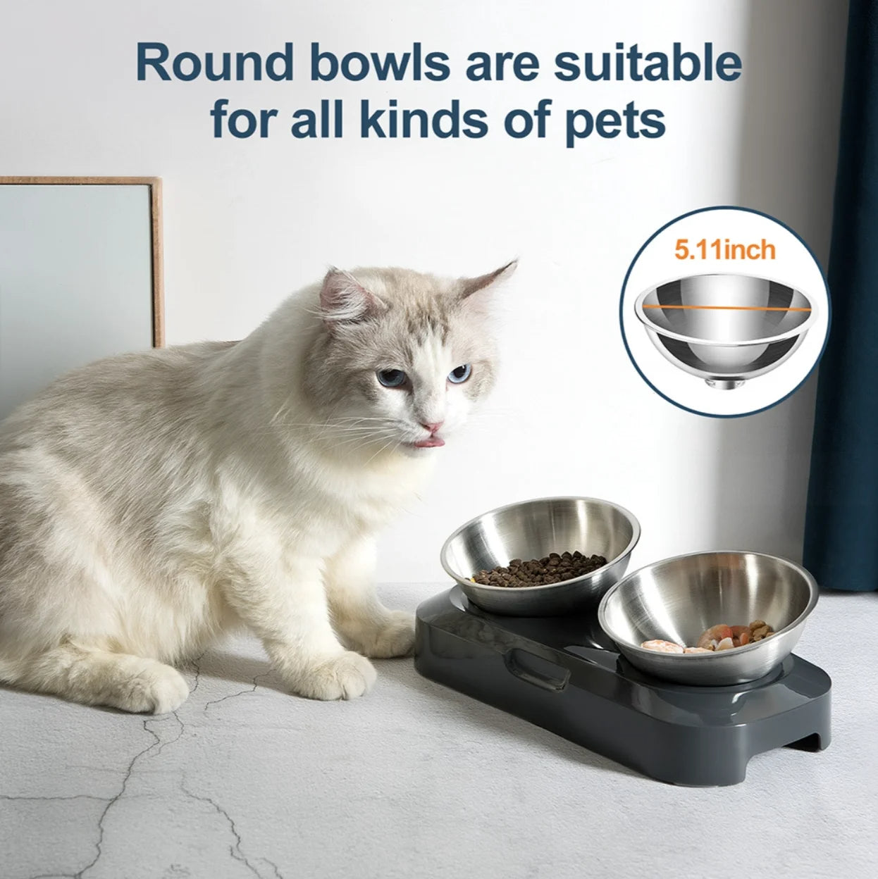 Adjustable Pet Feeder Stainless Steel Food Bowls