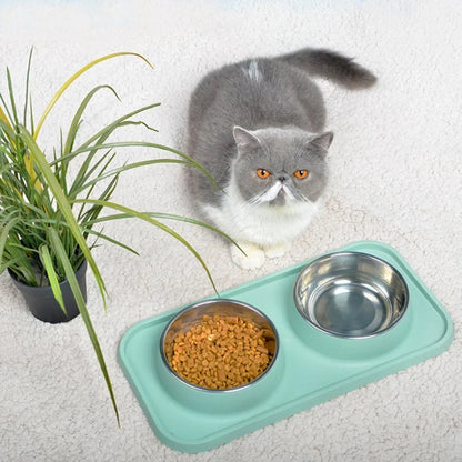 Stainless Steel Pet Food Bowls Non Slip Tray