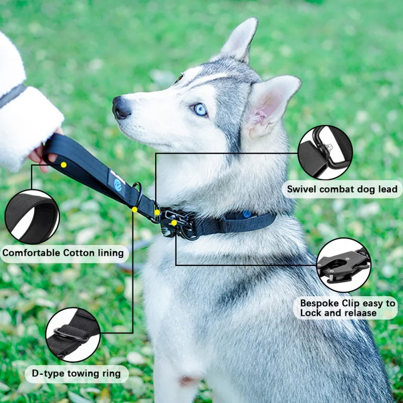 Tactical Short Dog Leash Strong Fast Clip Large Breed