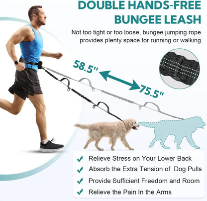 Adjustable Bungee Dog Leash with Pocket
