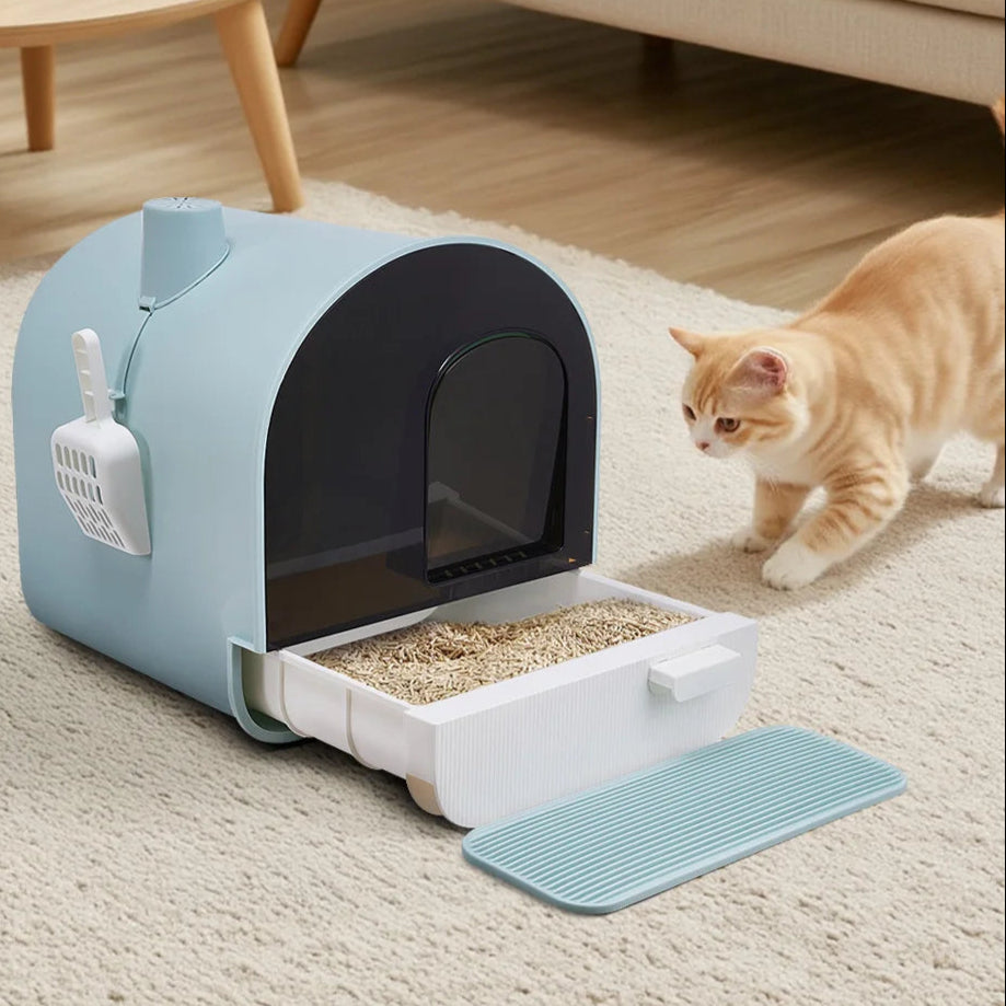 Cat Litter Box Removable Tray Scoop Included