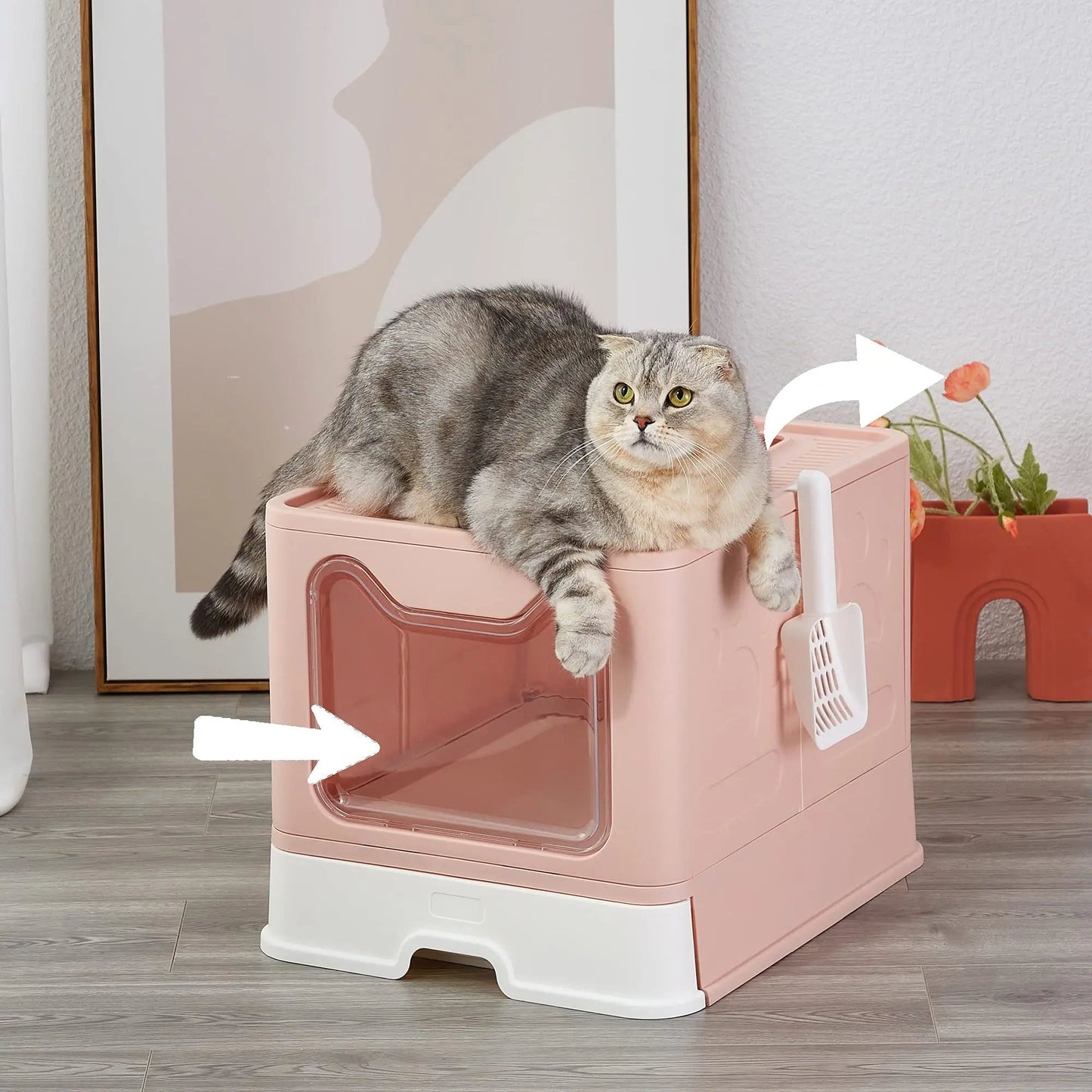 Hidden Cat Litter Box Odor Control Gray