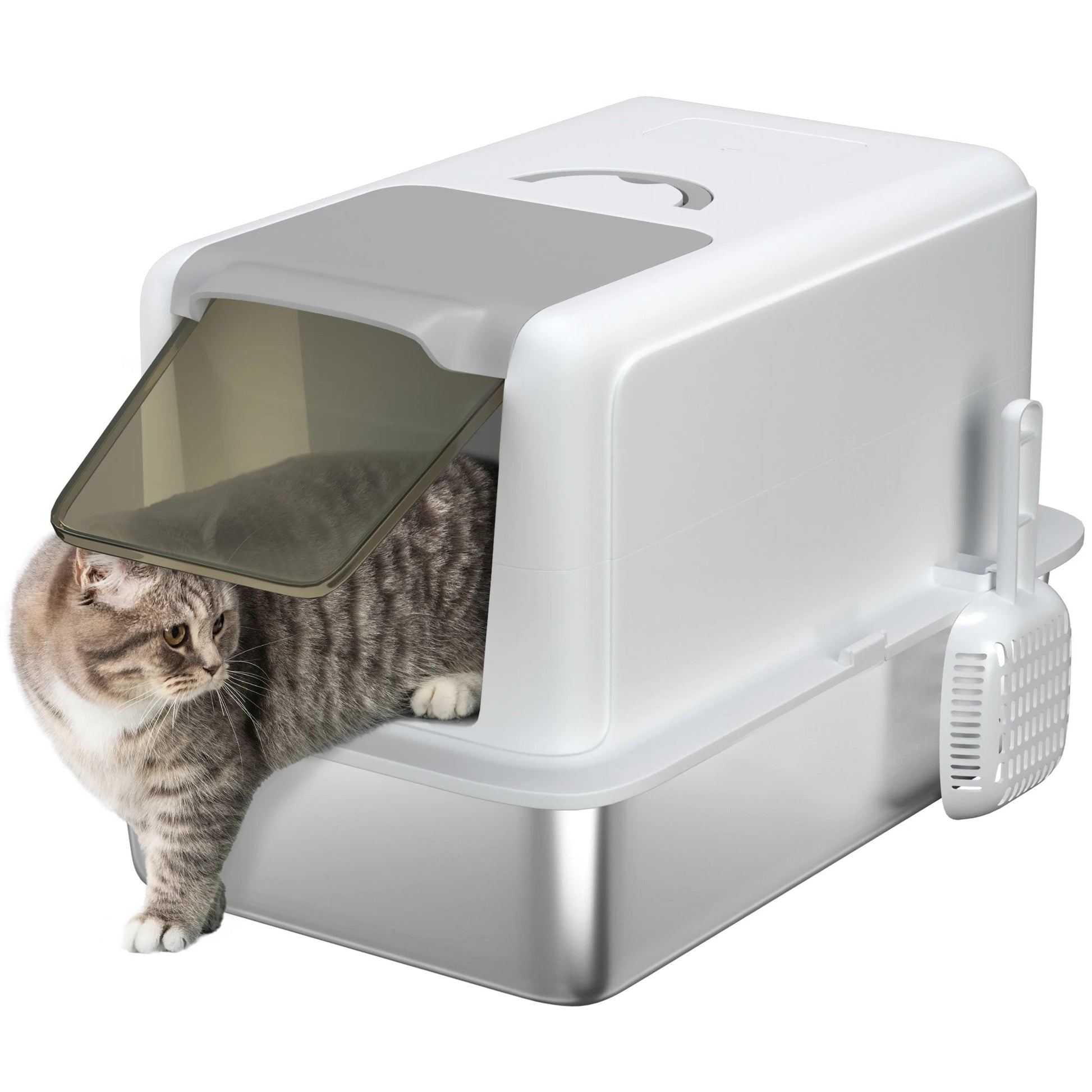 Spacious Covered Cat Litter Box Easy Clean Tray - Pupporia