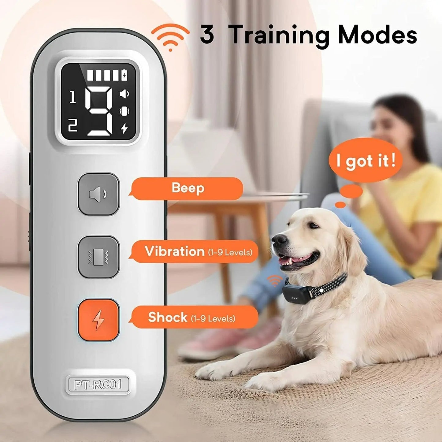 Long Range Dog Training Collar Big Screen Remote