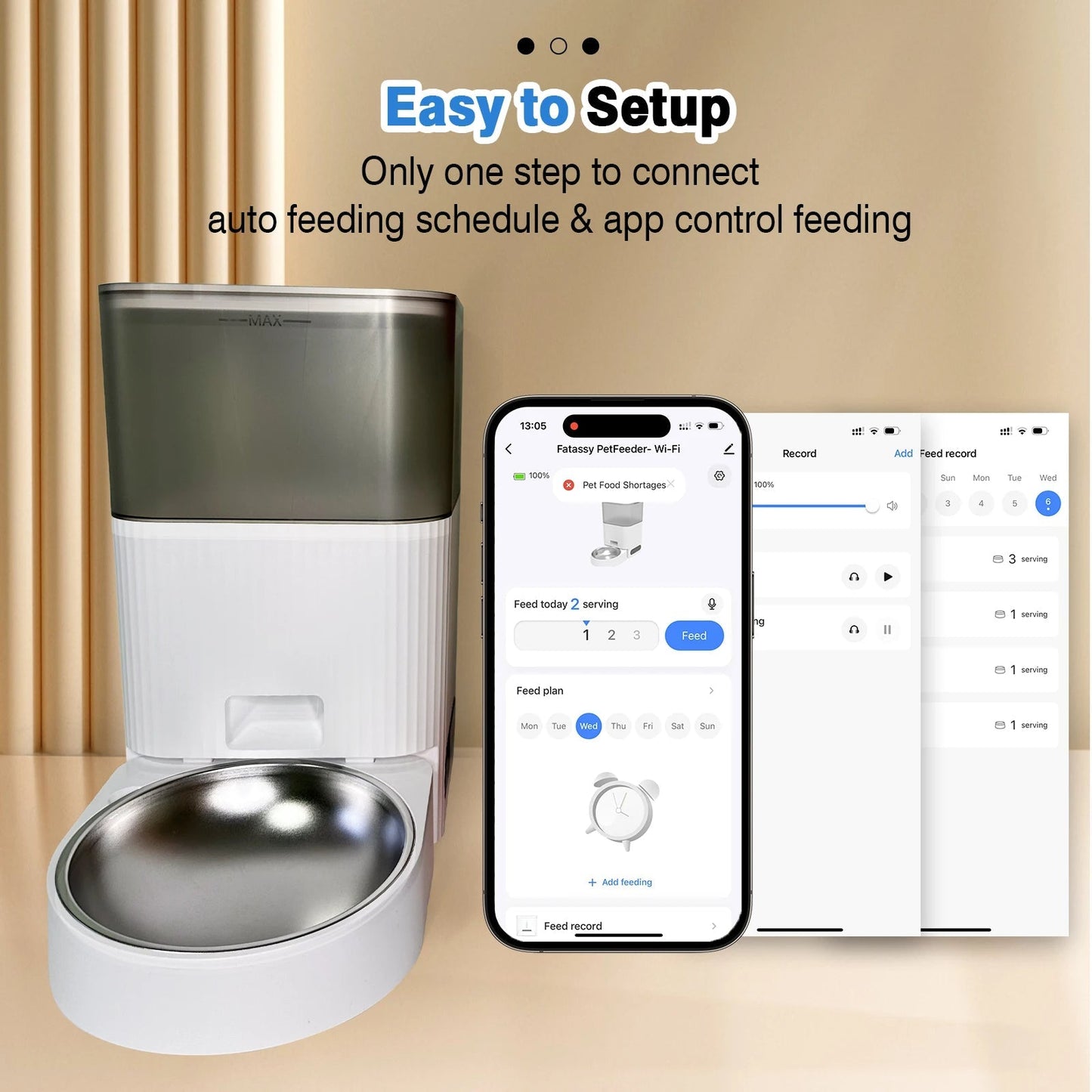 Automatic Pet Food Dispenser Wi-Fi Voice Recorder