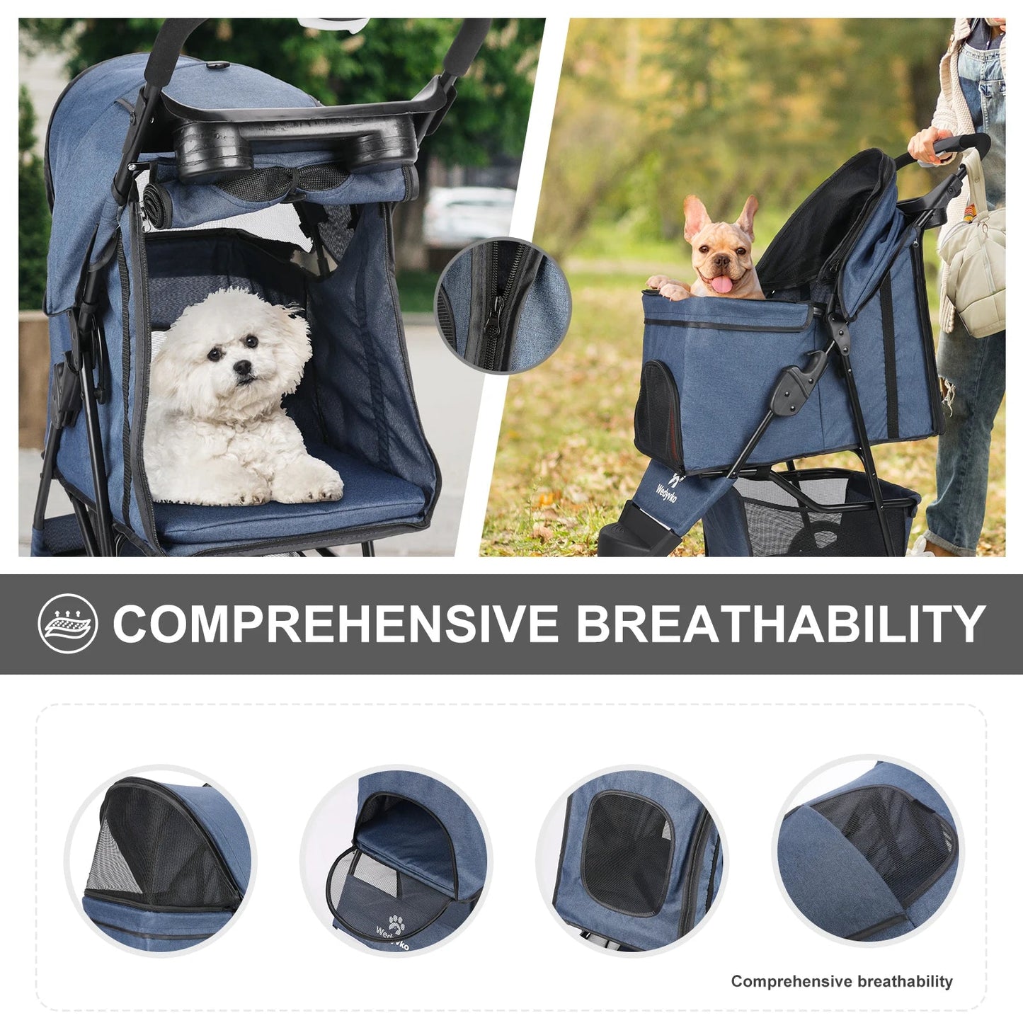 Pet Stroller Lightweight Large Storage Compartment