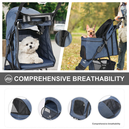 Pet Stroller Lightweight Large Storage Compartment