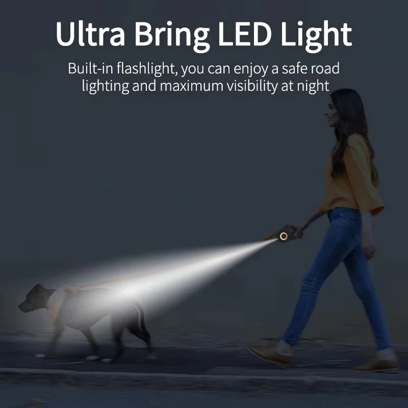 Adjustable Pet Leash With Flashlight Comfort Grip