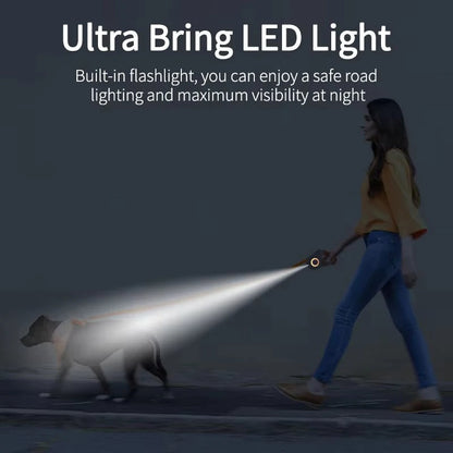 Adjustable Pet Leash With Flashlight Comfort Grip