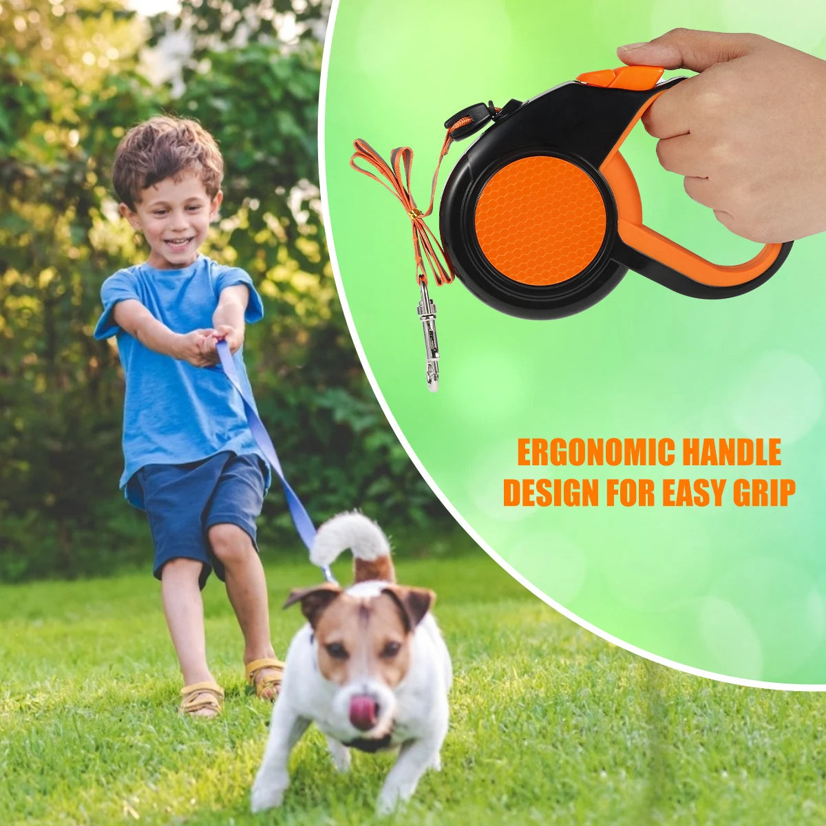 Retractable Dog Leash Comfort Grip Reflective Cord