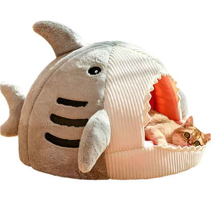 Shark Pet Cave Bed Warm Plush