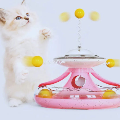 Interactive Cat Toy Feather Teaser with Ball