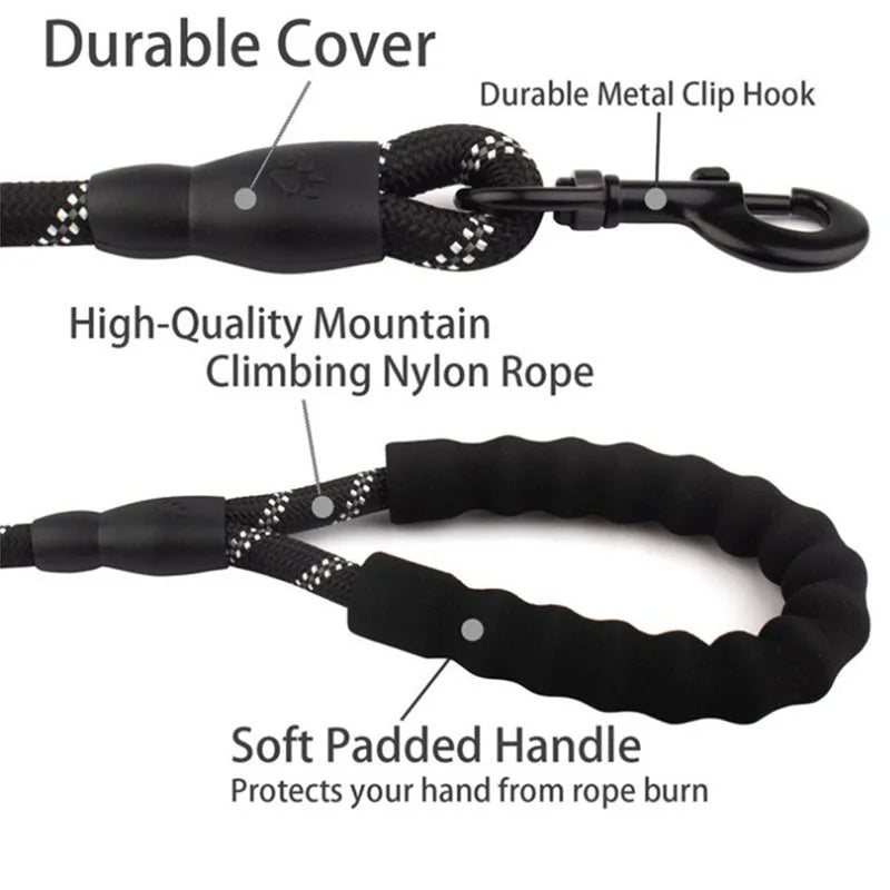 Durable Pet Leash Padded Grip Hi-Vis Rope