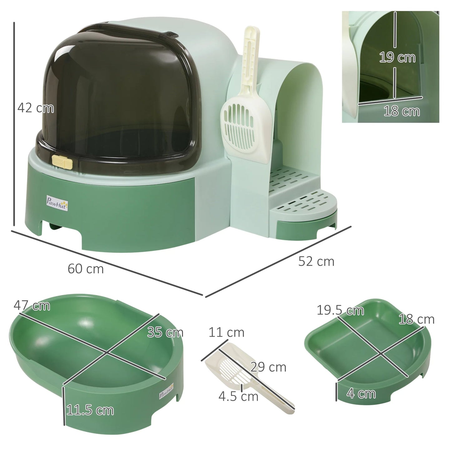 Covered Cat Litter Box Easy Clean Slide Out Tray