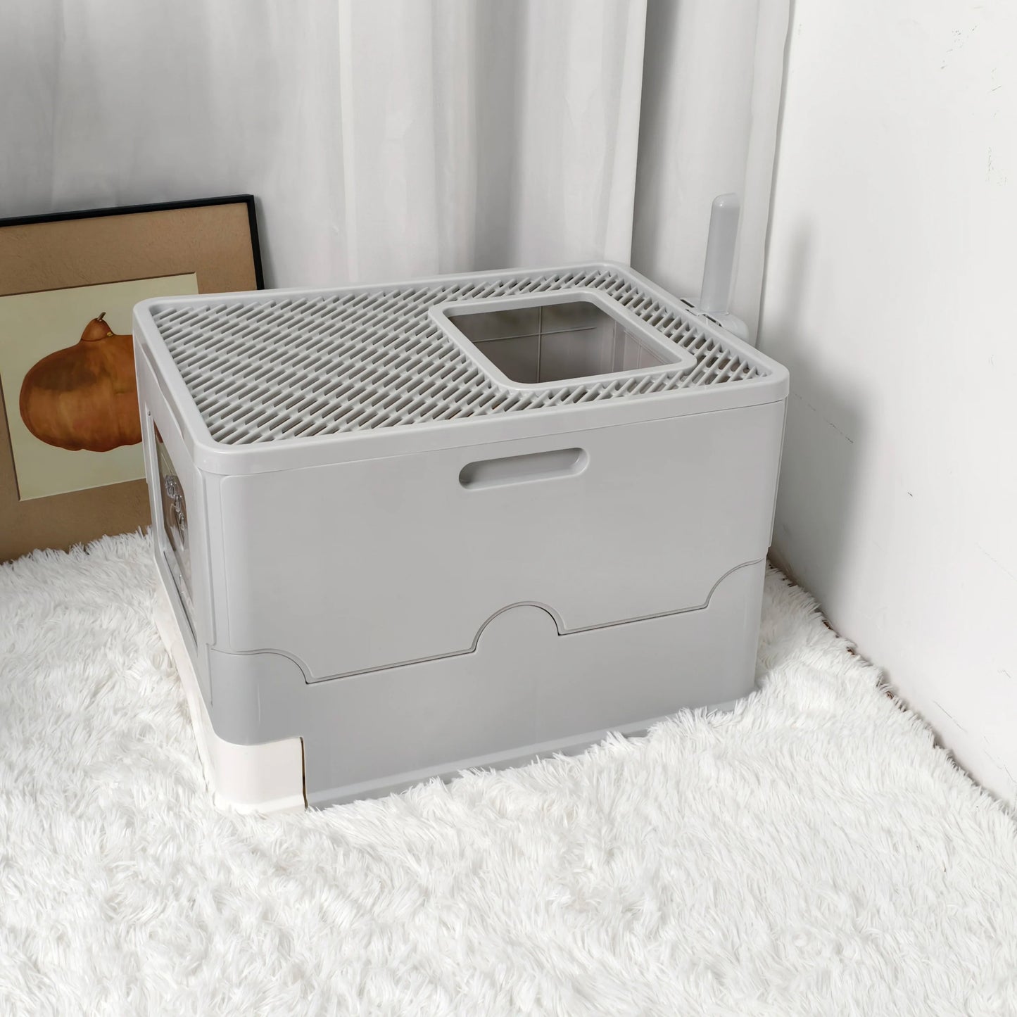 Dual Entry Hidden Cat Litter Box Easy Clean Tray