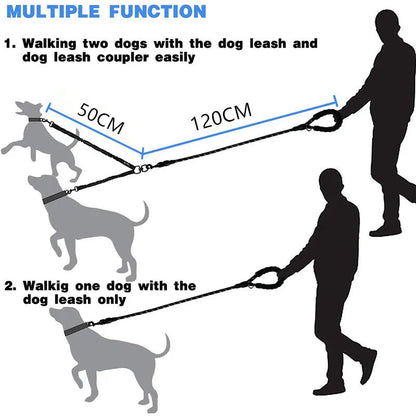 Dual Dog Leash Comfort Grip Reflective Strap