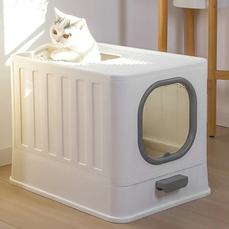 Hidden Cat Litter Box Dual Doors Easy Clean Tray