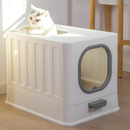 Hidden Cat Litter Box Dual Doors Easy Clean Tray