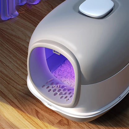 Large Cat Litter Box Covered UV Sanitizer Anti Slip Base