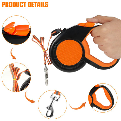 Retractable Dog Leash Comfort Grip Reflective Cord