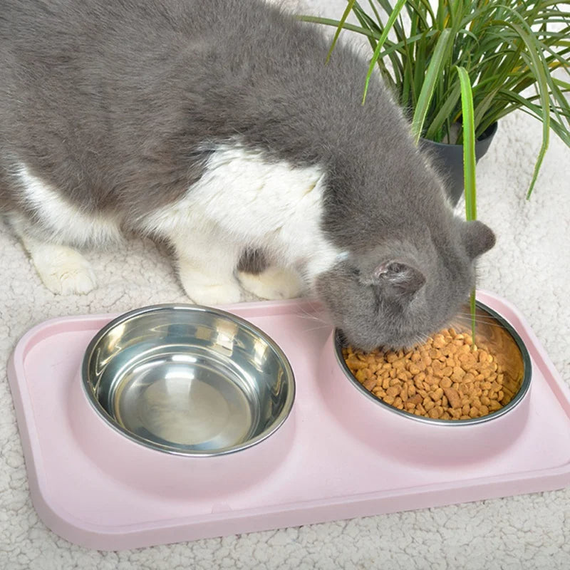 Stainless Steel Pet Food Bowls Non Slip Tray