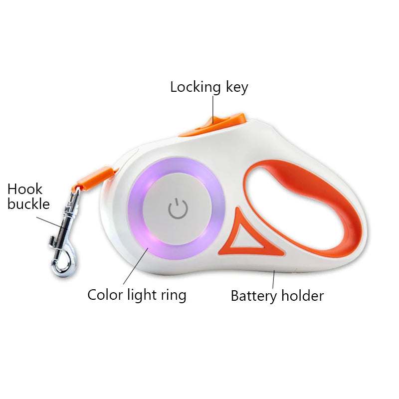 Adjustable Pet Leash With Flashlight Comfort Grip