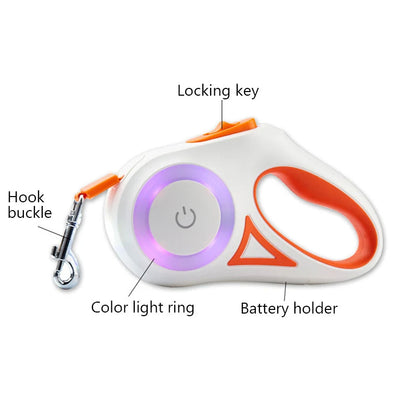 Adjustable Pet Leash With Flashlight Comfort Grip