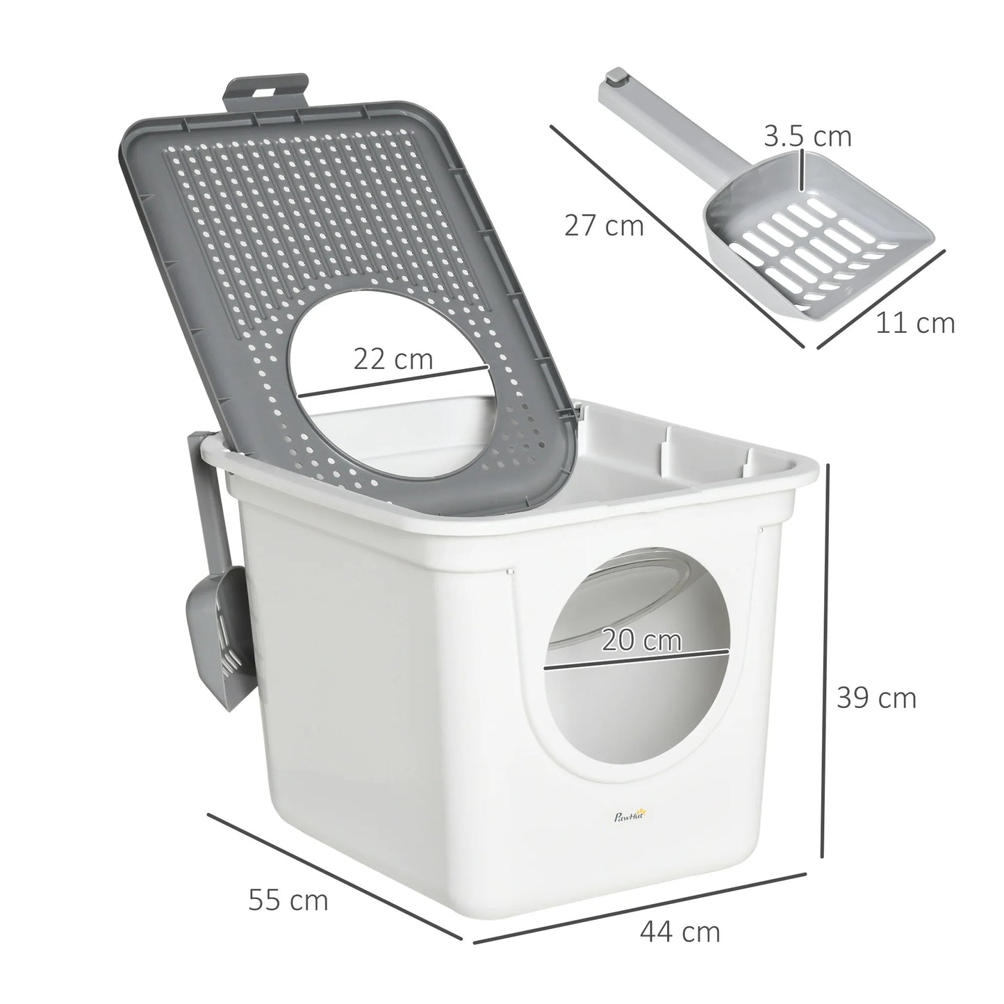 Covered Cat Litter Box Easy Clean with Scoop