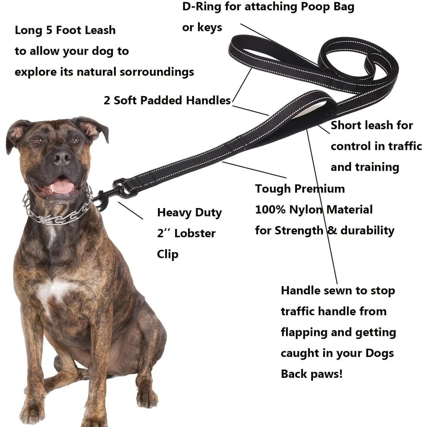 Durable Pet Leash Soft Grip Handle