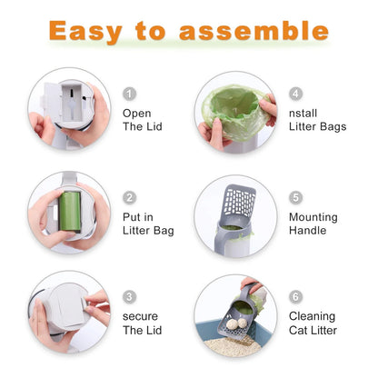 Cat Litter Scoop With Built-In Trash Can