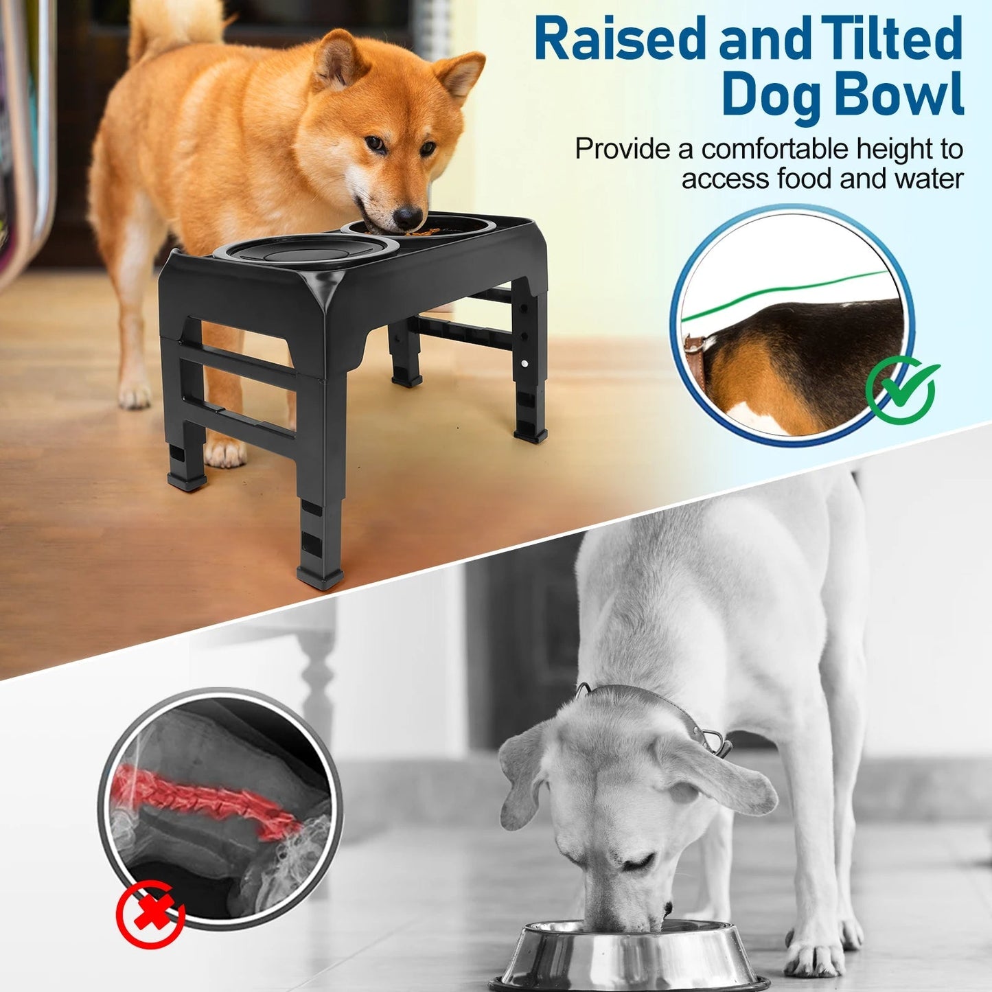Elevated Dog Feeder Anti Gulping Dog Food Bowls
