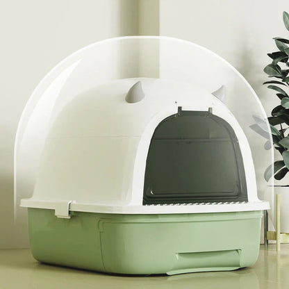 Cat Litter Box Sliding Door Easy Clean