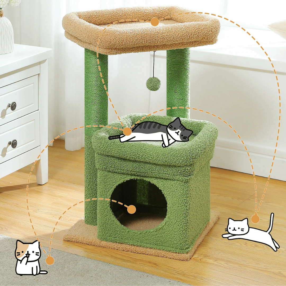 Cat Tower Plush Padded Perches Scratcher