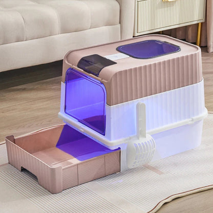 Cat Litter Box Odor Control Easy Clean Tray