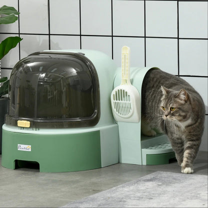 Covered Cat Litter Box Easy Clean Slide Out Tray - Pupporia