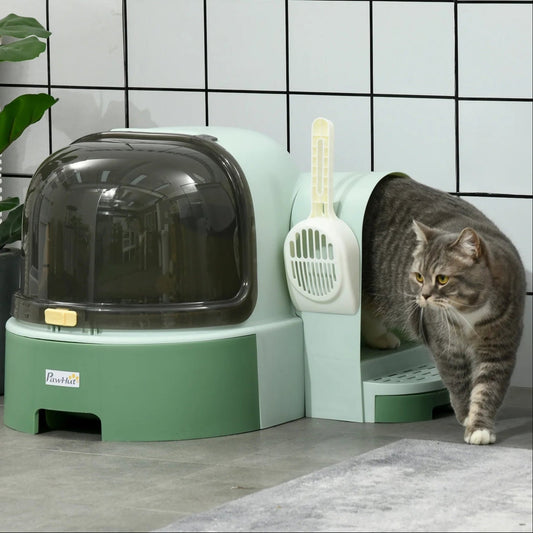 Covered Cat Litter Box Easy Clean Slide Out Tray - Pupporia