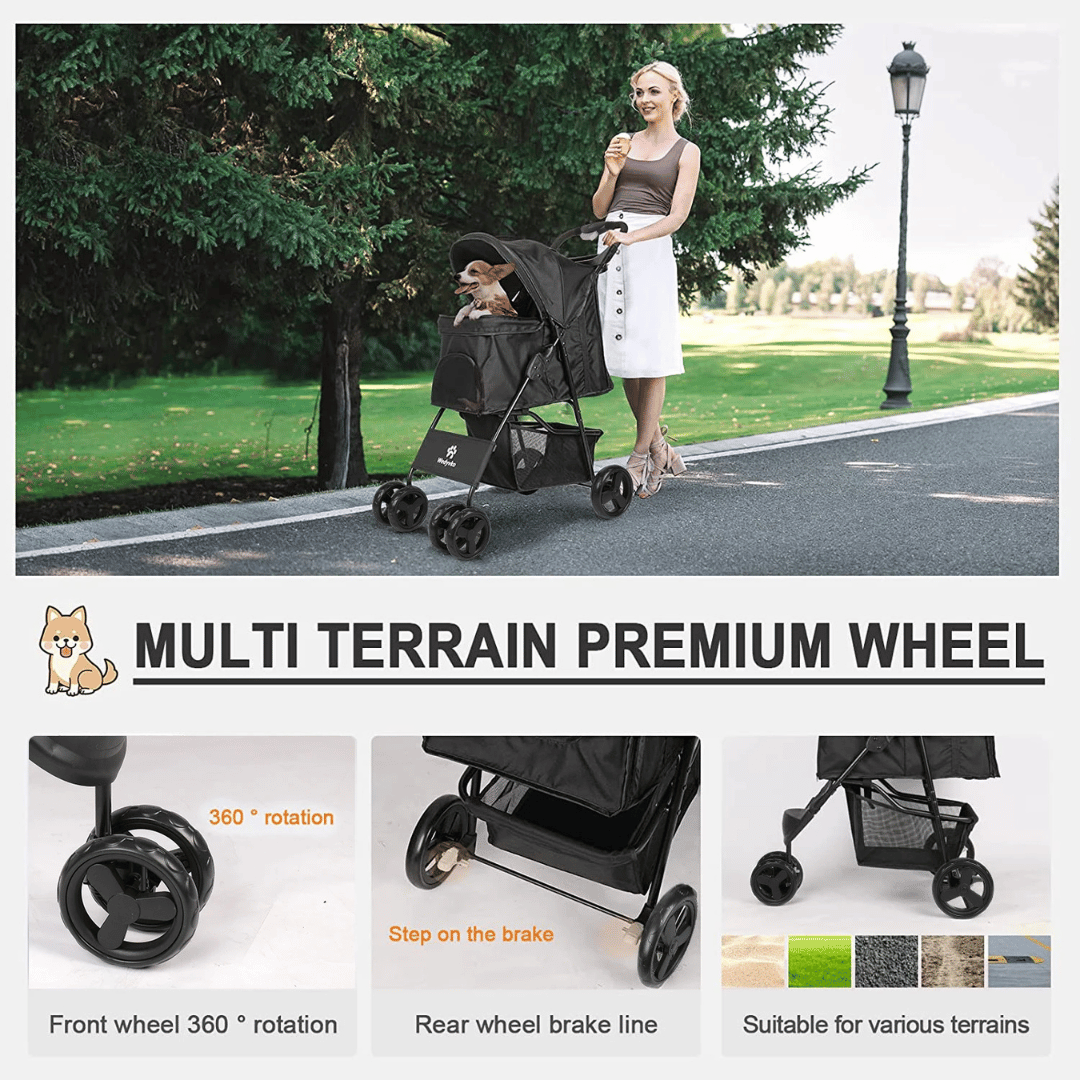 Pet Stroller Collapsible Storage Compartment Large