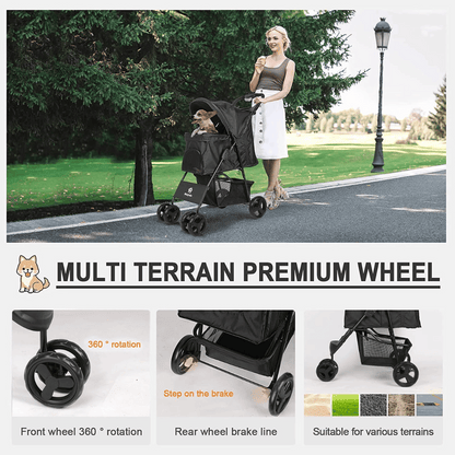 Pet Stroller Collapsible Storage Compartment Large