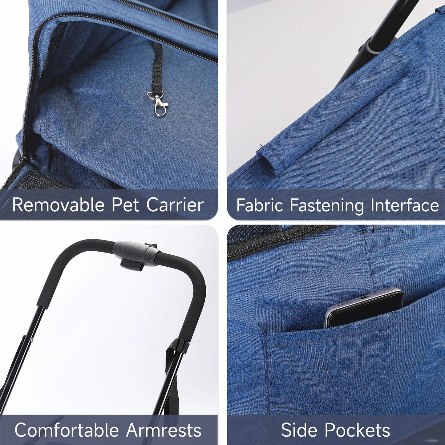 Dual Pet Collapsible Stroller For Dogs Cats