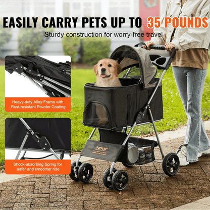 Pet Stroller Portable Removable Storage Basket