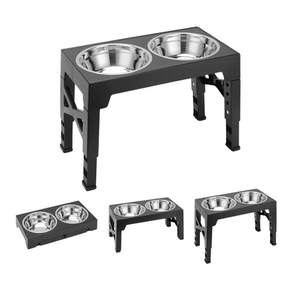 Adjustable Height Dog Feeder Metal Bowls