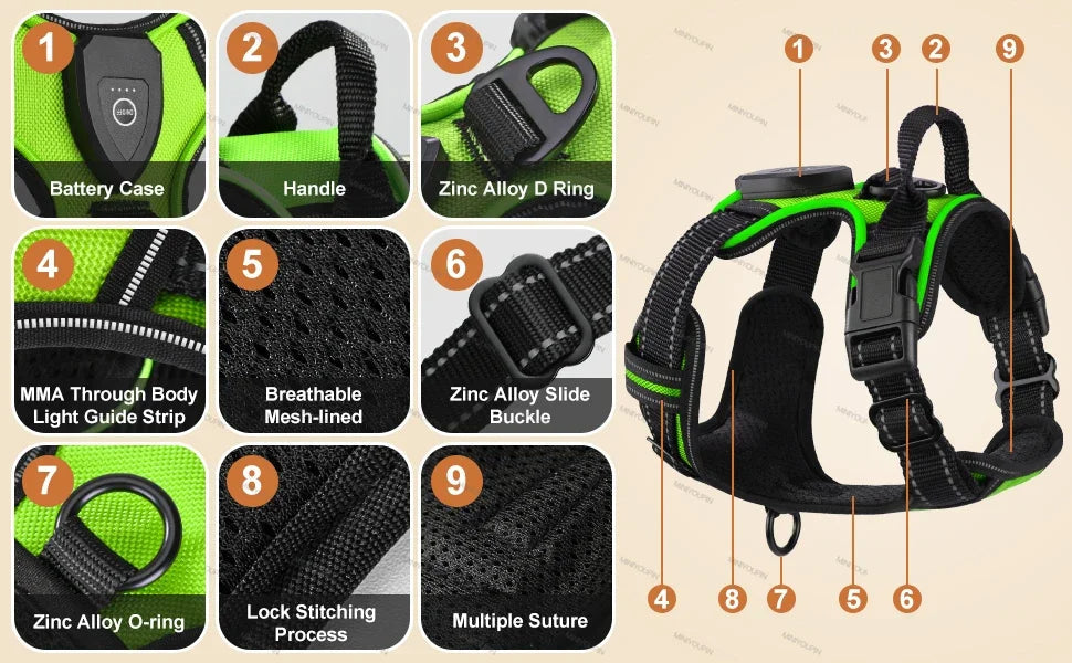 Visible Led Dog Vest Nighttime Walking Safety
