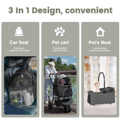 Pet Stroller Removable Carrier Bag Foldable