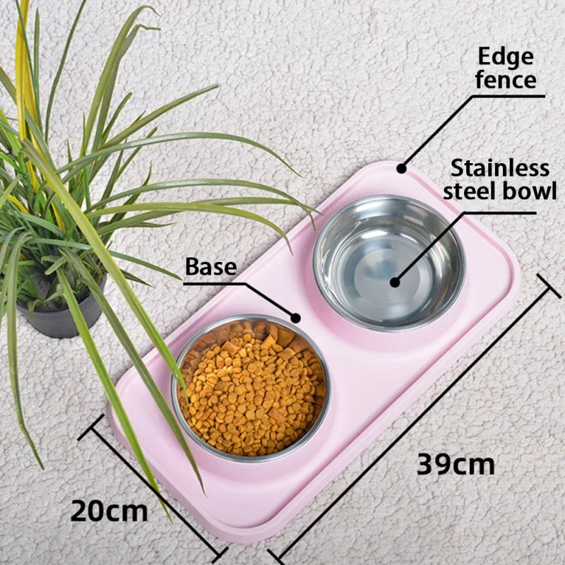 Stainless Steel Pet Food Bowls Non Slip Tray