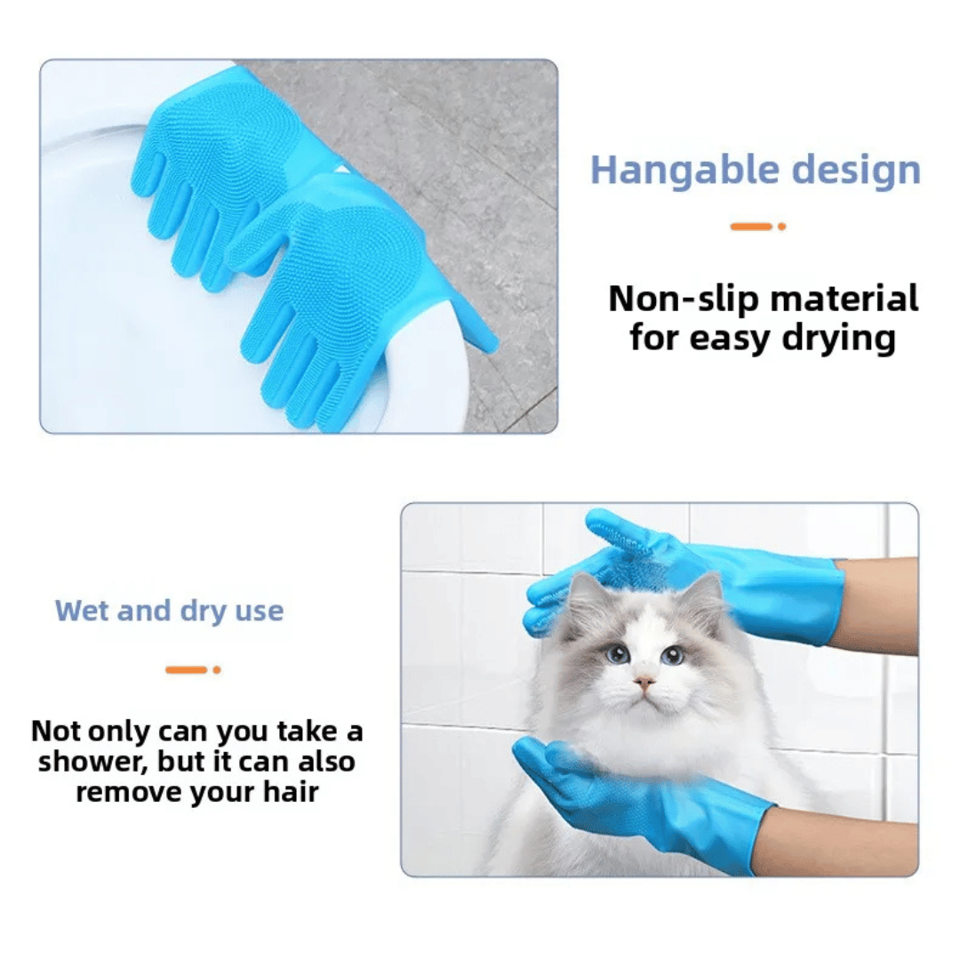 Pet Grooming Gloves Waterproof Easy Bathing