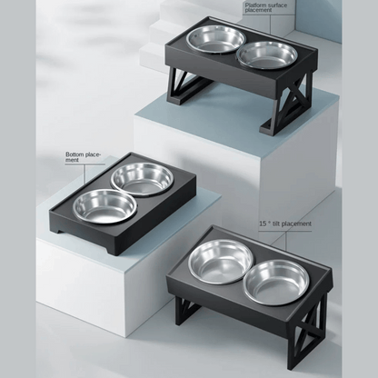Adjustable Elevated Dog Feeder Stainless Steel Bowls