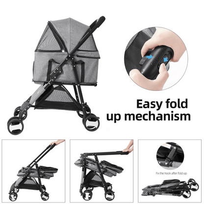 Pet Stroller Detachable Carrier Car Seat