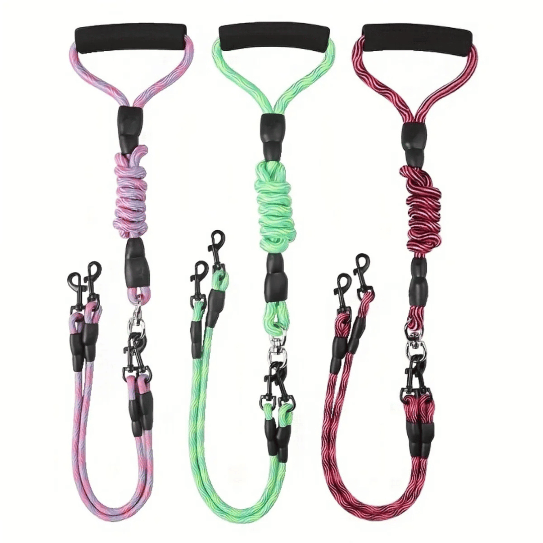 Dual Dog Leash Tangle Swivel Comfort Grip
