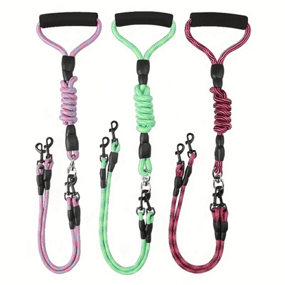 Dual Dog Leash Tangle Swivel Comfort Grip